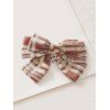 Pince à Cheveux Rétro Motif à Carreaux avec Nœud Papillon - Rose 