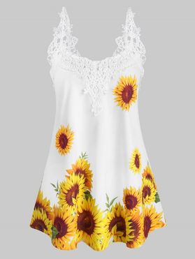Crochet Lace Panel Sunflower Cami Top