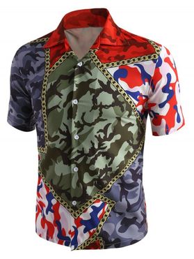 Chemise Camouflage à Imprimé Chaîne à Manches Courtes