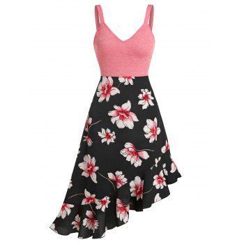 

Floral Print Empire Waist Asymmetrical Cami Dress, Black