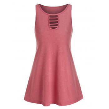 

Plain Ladder Keyhole Longline Tank Top, Valentine red