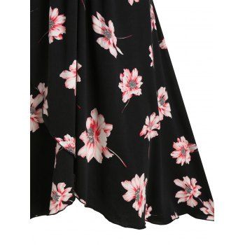 Summer Floral Print Mini Cami Surplice High Low Dress