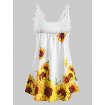 

Crochet Lace Panel Sunflower Cami Top, White