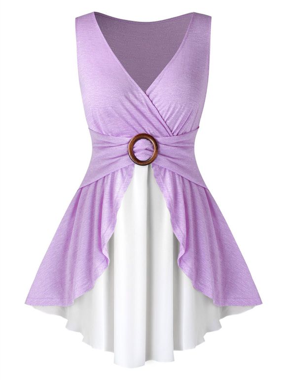 Débardeur Superposé Bicolore de Grande Taille - Mauve 4X