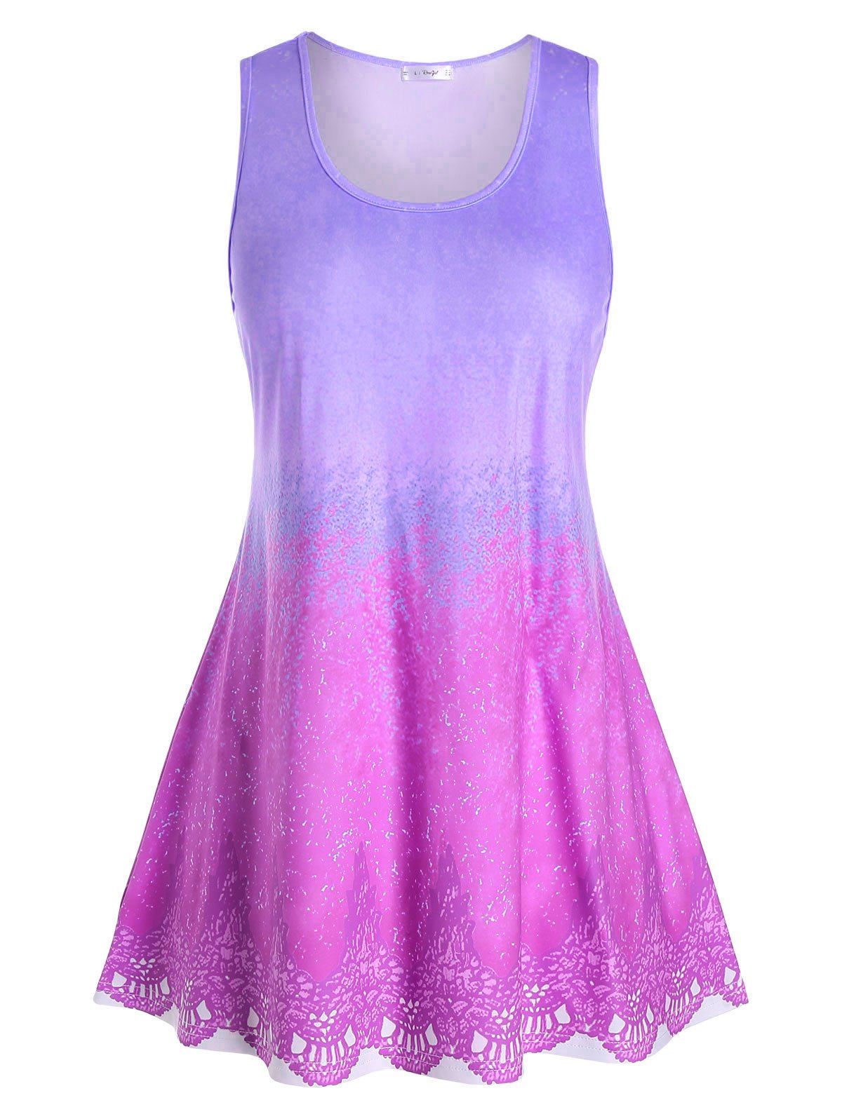 

Plus Size Tie Dye Print Tunic Tank Top, Mauve