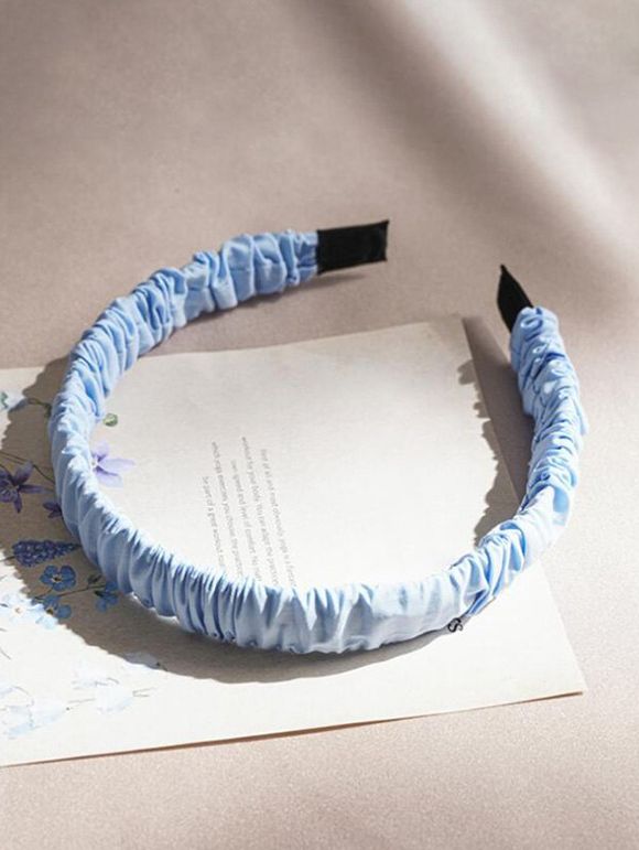 Bandeau Plissé en Couleur de Bonbon en Tissu - Bleu clair 