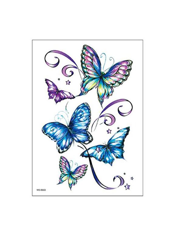 Autocollants Tatouage Motif de Papillon - Bleu 