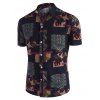 Chemise Géométrique Ethnique Imprimée en Lin Boutonnée Irrégulière - multicolor A 2XL