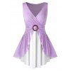Débardeur Superposé Bicolore de Grande Taille - Mauve 4X