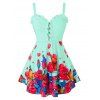 Débardeur Fleur Papillon de Grande Taille Col en Forme de Cœur - Ardoise Légère 5X