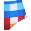Plaid Print Swimwear High Rise Front Knot Padded Bikini Swimsuit - multicolor A 3XL