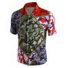 Chemise Camouflage à Imprimé Chaîne à Manches Courtes - Rouge Rubis 2XL