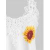 Crochet Lace Panel Sunflower Cami Top - WHITE L