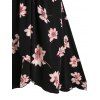 Floral Print Mini Cami High Low Dress - BLACK S