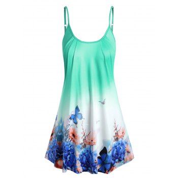 

Plus Size Ombre Color Butterfly Print Tank Top, Light green