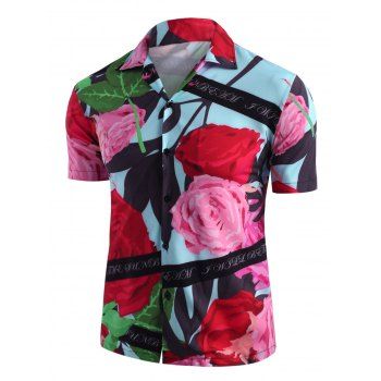 

Flower Print Vacation Shirt, Red