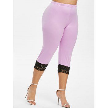 

Plus Size Lace Crochet Cropped Leggings, Mauve