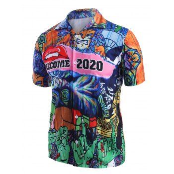 

Welcome 2020 Graffiti Print Shirt, Dark turquoise