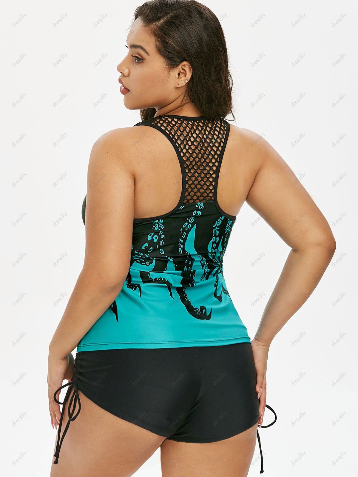 [29 OFF] 2020 Plus Size Insert Octopus Print Racerback Tankini