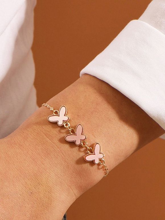 Bracelet Elégant avec Chaîne Papillon - Rose clair 