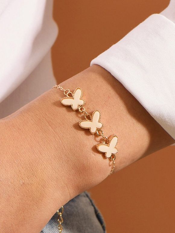 Bracelet Elégant avec Chaîne Papillon - Blanc 