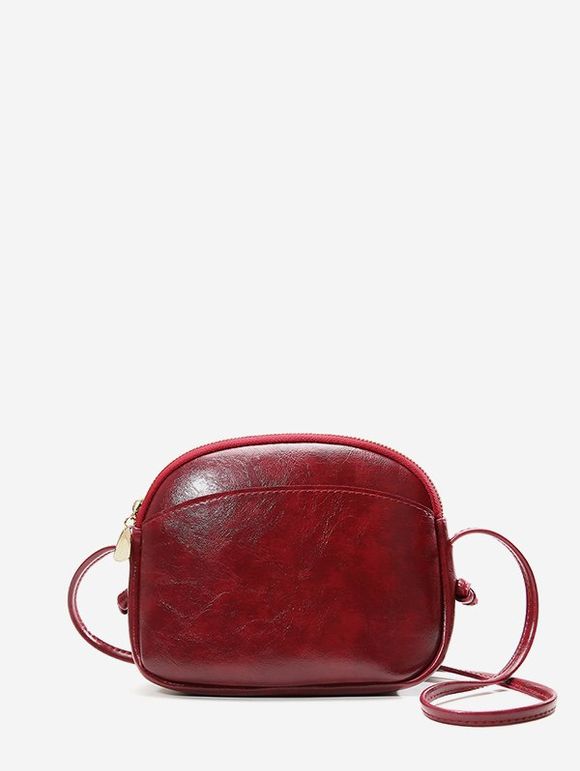 Mini Sac à Bandoulière Simple Coquille - Rouge Vineux 