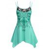 Haut à Bretelle Cachemire Imprimé Panneau en Dentelle de Grande Taille - Turquoise Moyenne 4X