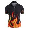 Chemise Flamme et Feu Imprimés à Col Cranté - Noir M