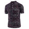 Chemise Henley Abstraite Ethnique Ligne Imprimée à Manches Courtes - multicolor B L