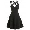 Mini Robe Simple Superposée à Bretelle - Noir 3XL