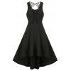 Robe Gothique Haute Basse en Dentelle Insérée sans Manches - Noir L