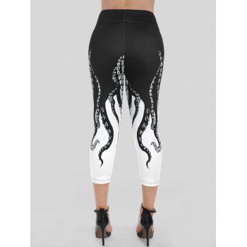 High Waisted Octopus Print Capri Skinny Leggings