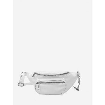

Pure Color Zip Pockets Chest Bag, White