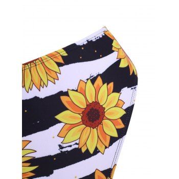 

Sunflower Floral Print Knot High Leg Bikini Swimwear, Yellow