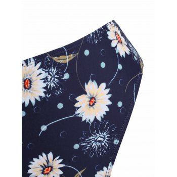 Sunflower Floral Print Knot High Leg Bikini Swimwear