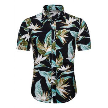 

Flower Print Short Sleeve Hawaii Shirt, Black