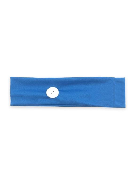 Bandeau de Sport de Yoga Tricoté Moulant avec Boutons - Bleu Océan 