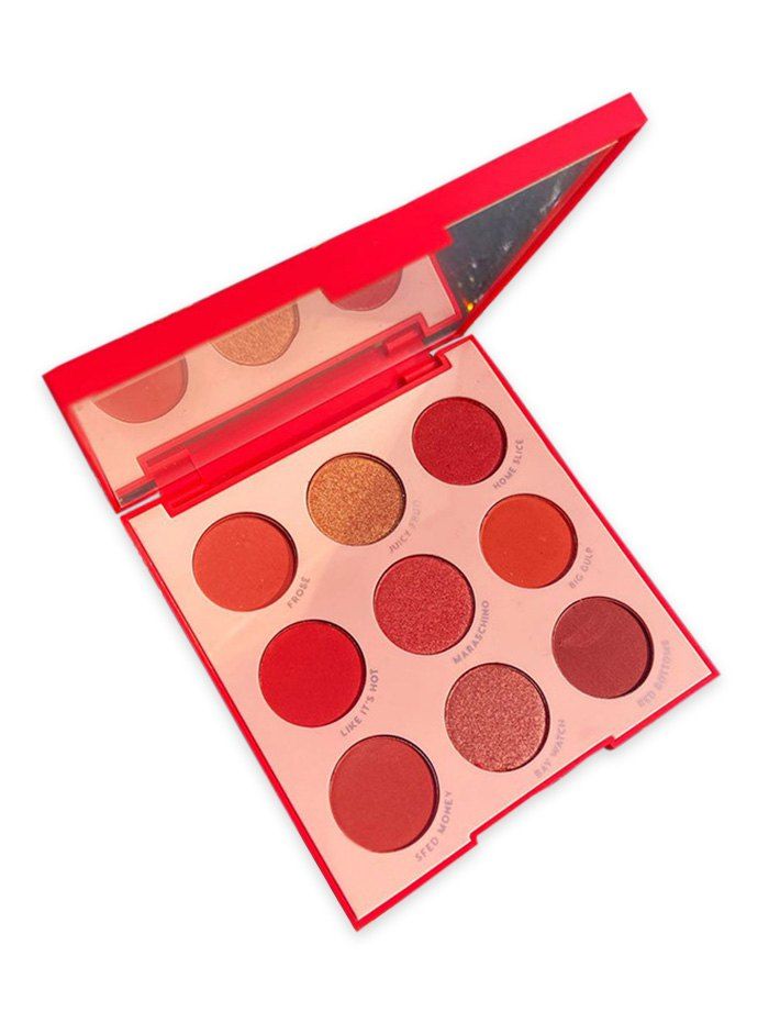 

9 Color Makeup Foggy Glitter Eye Shadow Palette, Red