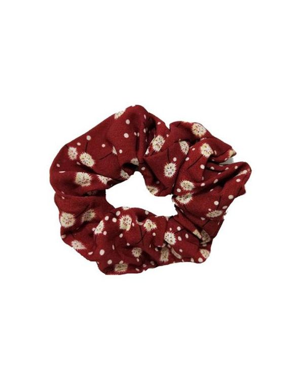 Chouchou Fleuri Imprimé sans Couture à Pois - Rouge 