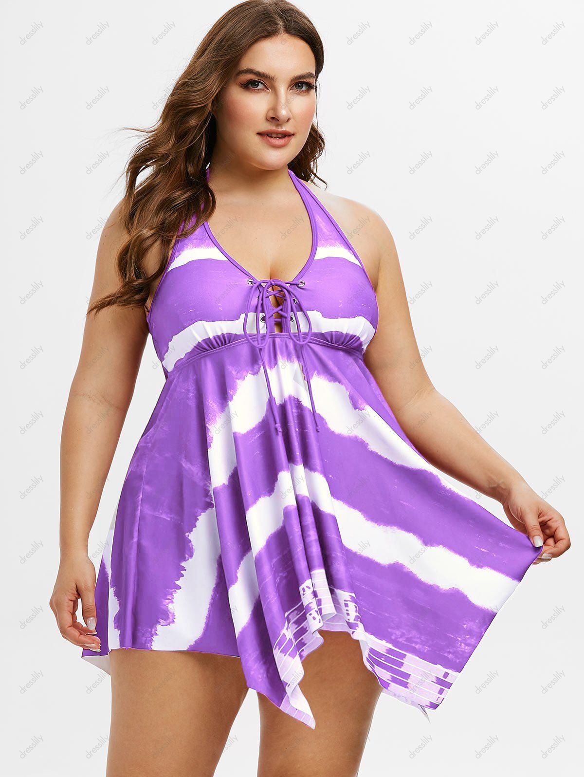 [27 OFF] 2020 Maillot De Bain Tankini Mouchoir Teinté De Grande Taille