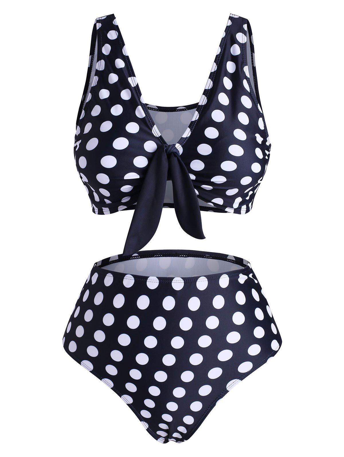 Leaf Pineapple Polka Dot Knot Tropical Bikini Swimwear - BLACK S
