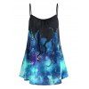 Haut à Bretelle Pieuvre 3D Galaxie Imprimée Grande Taille - Turquoise Foncée 4X