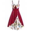 Robe à Bretelle Tournesol Nouée avec Boutons - Rouge Vineux L