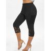 Legging Court avec Poches en Dentelle Insérée de Grande Taille - Noir 2X