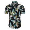 Chemise Hawaïenne Fleur Imprimée à Manches Courtes - Noir 2XL