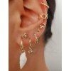 Conch Beads Stud And Ear Cuff Earring Set - GOLD 