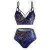 Starry Sky Strappy Cutout Underwire Bikini Swimwear - DEEP BLUE XL