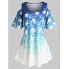 Chemisier Etoile Imprimée Ombré à Epaule Dénudée de Grande Taille - multicolor 5X