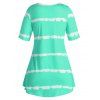 Plus Size Tie Dye Curved T Shirt - LIGHT GREEN L