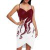 Galaxy Octopus Print Spaghetti Strap Cover-up - DEEP RED S